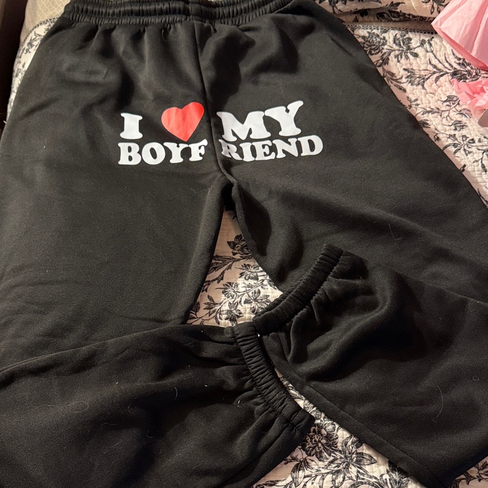 SHEIN Black Joggers with Heart Print